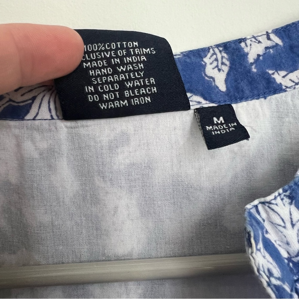 Tuckernuck Madison Mathews Blue White Floral Block Print Dress Women's Medium - Picture 4 of 5
